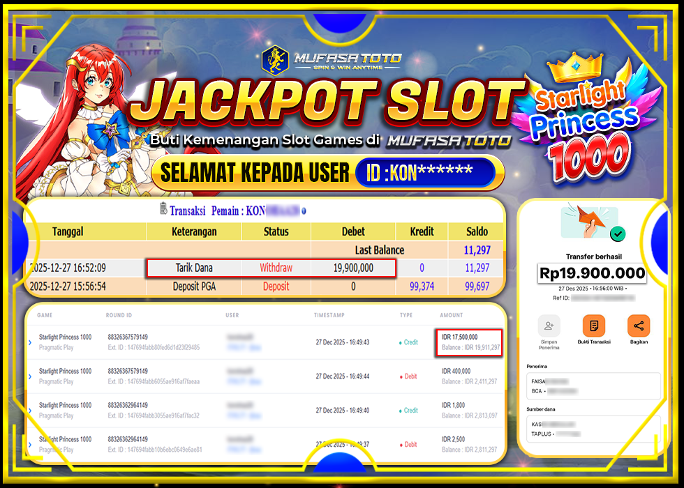 MUFASATOTO JACKPOT PRAGMATICPLAY Rp.19.900.000|LUNAS